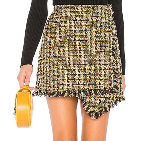 NBD Dresses & Skirts - NBD Multicolor Tweed Mini Skirt with Fringe